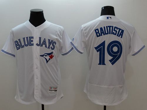 Blue Jays #19 Jose Bautista White Flexbase Authentic Collection Stitched MLB Jersey - Click Image to Close